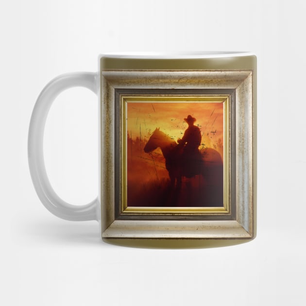 Silhouette Cowboy in retro vintage frame by Nano-none